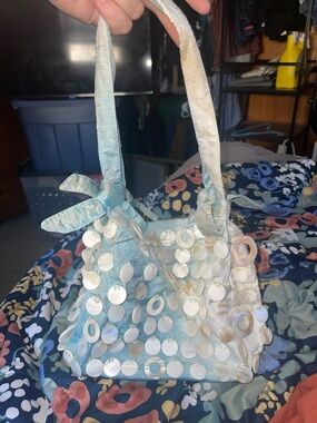 Light Blue Sequin Accent Women’s Bag